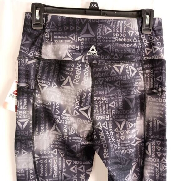 Reebok All Over Print Pocket Leggings 25” Inseam M New Workout Athleisure - Picture 4 of 8